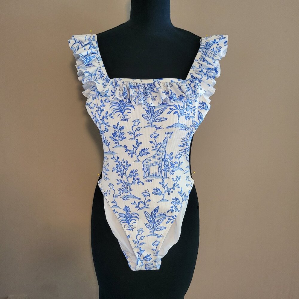 Lilly Pulitzer Aemma one piece bathing suit in Tall Tales print